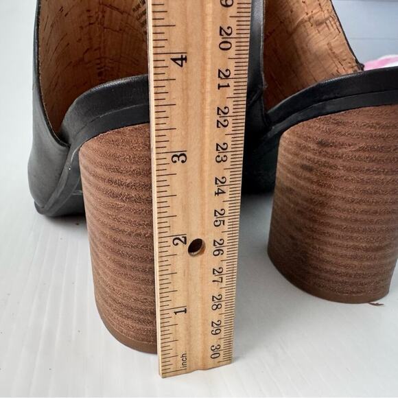 Luca Lane Hilaire leather upper stacked heel peep toe slipon shoes black size 10 - Picture 12 of 12